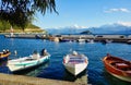 Colourful Greek Fishing Boats in Small Village Harbour, Greece Royalty Free Stock Photo